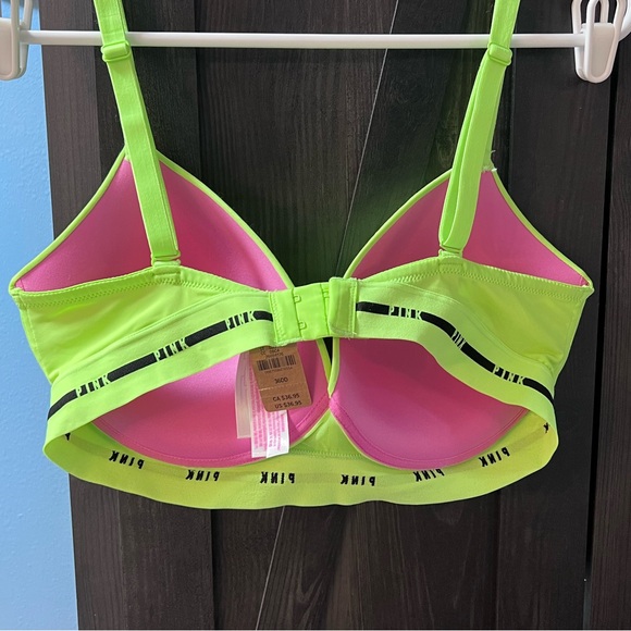 New…Victoria secret “Pink” Bright Lime Green 36DD NO WIRE Bra - Picture 5 of 7